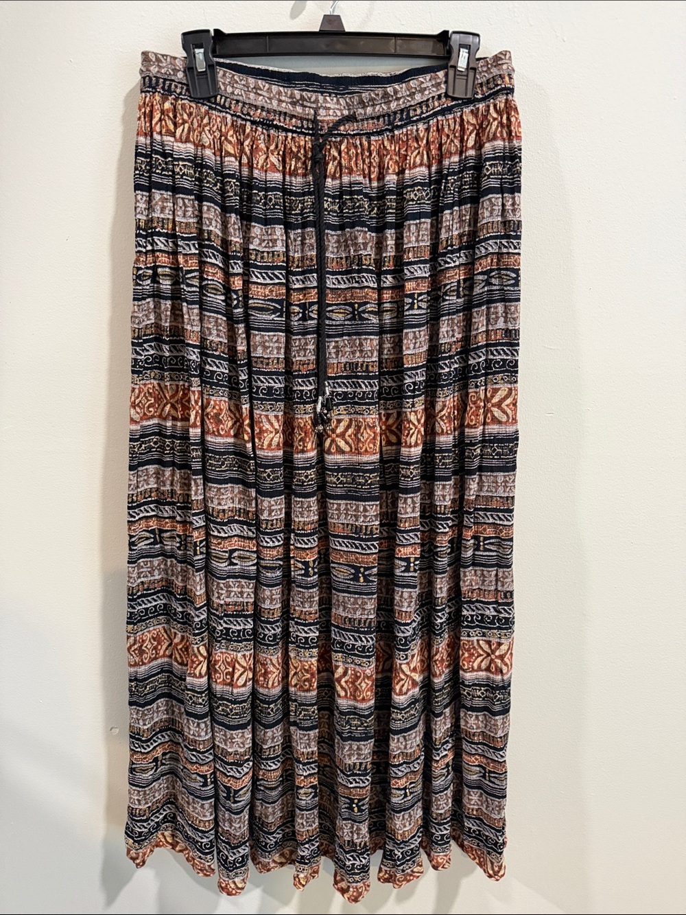 Requirements Boho Maxi Skirt in Rust, Black & Cream